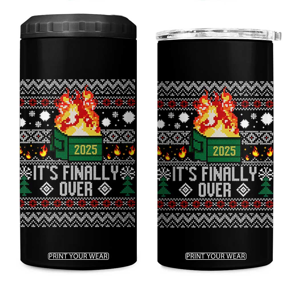Funny Christmas Lil Dumpster Fire 4 in 1 Can Cooler Tumbler It Is Finally Over 2025 TS11 One Size: 16 oz Black Print Your Wear
