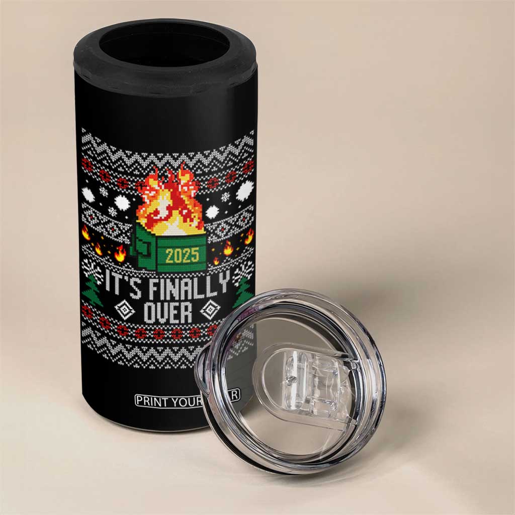 Funny Christmas Lil Dumpster Fire 4 in 1 Can Cooler Tumbler It Is Finally Over 2025 TS11 Print Your Wear