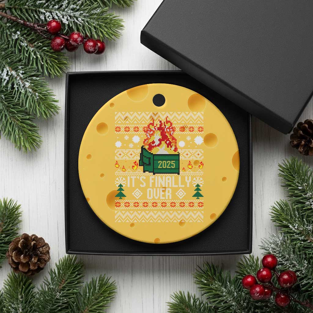 Funny Christmas Lil Dumpster Fire Ceramic Ornament It Is Finally Over 2025 TS11 1pc Yellow Cheese Print Your Wear