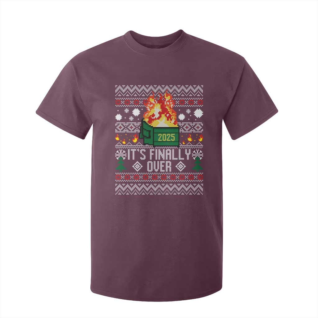 Funny Christmas Lil Dumpster Fire T Shirt For Kid It Is Finally Over 2025 TS11 Maroon Print Your Wear
