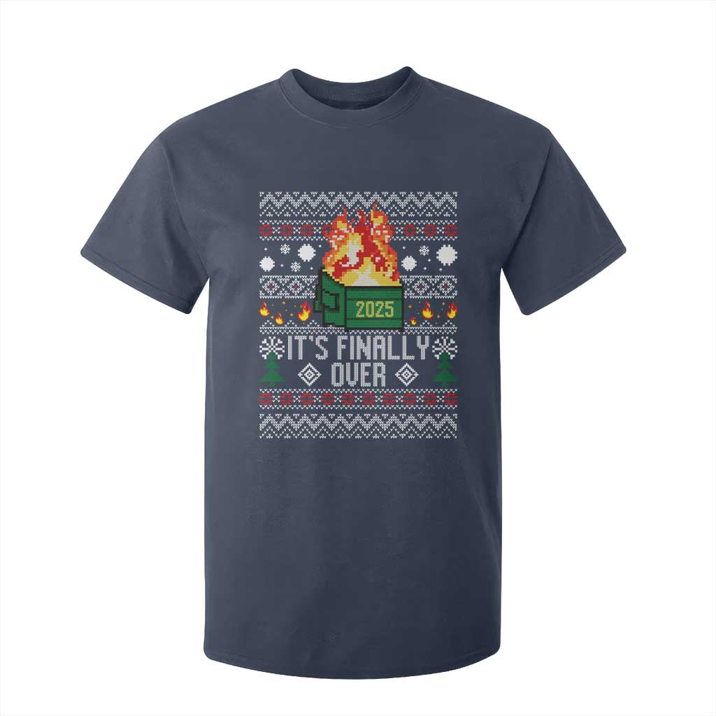 Funny Christmas Lil Dumpster Fire T Shirt For Kid It Is Finally Over 2025 TS11 Navy Print Your Wear