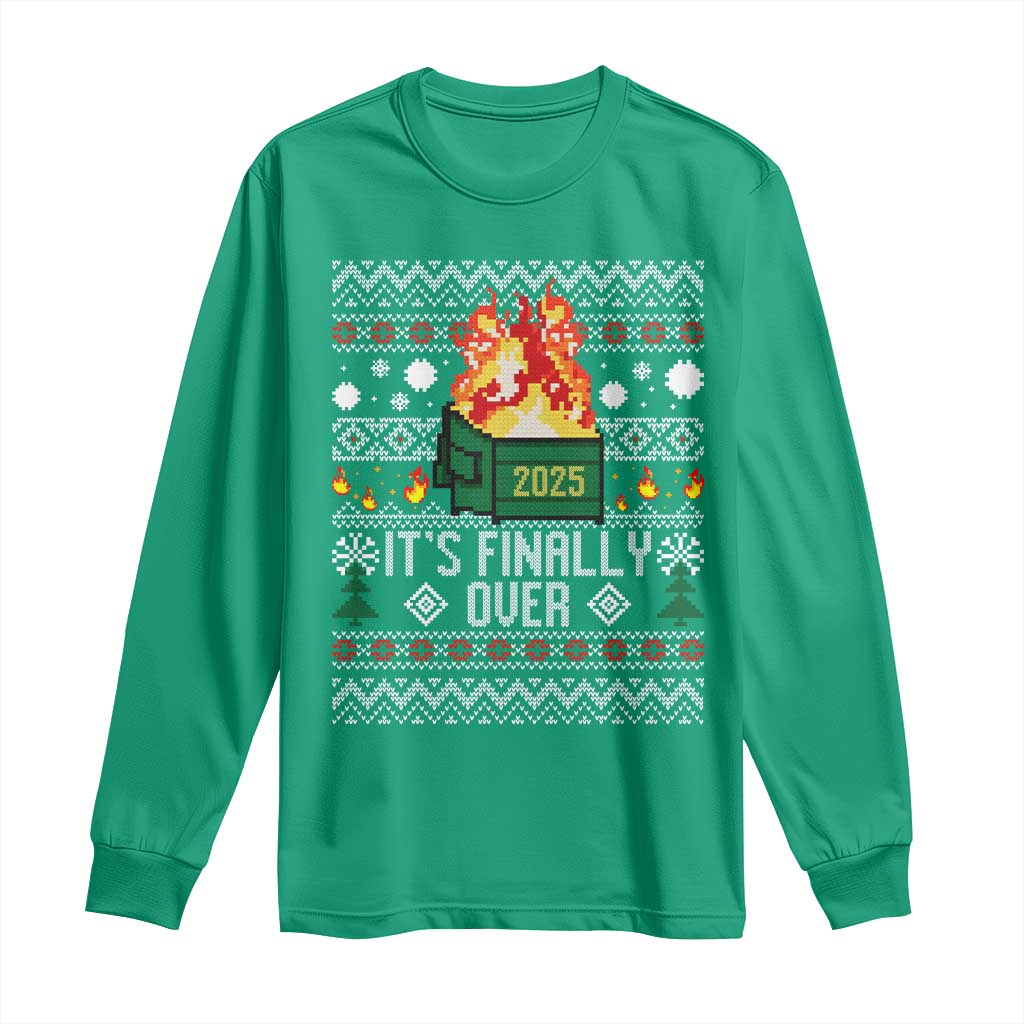 Funny Christmas Lil Dumpster Fire Long Sleeve Shirt It Is Finally Over 2025 TS11 Irish Green Print Your Wear