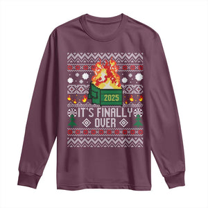 Funny Christmas Lil Dumpster Fire Long Sleeve Shirt It Is Finally Over 2025 TS11 Maroon Print Your Wear