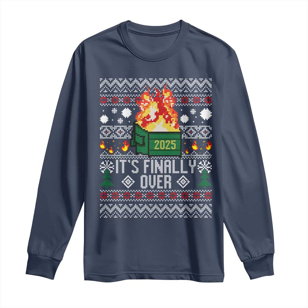 Funny Christmas Lil Dumpster Fire Long Sleeve Shirt It Is Finally Over 2025 TS11 Navy Print Your Wear