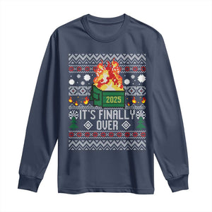 Funny Christmas Lil Dumpster Fire Long Sleeve Shirt It Is Finally Over 2025 TS11 Navy Print Your Wear
