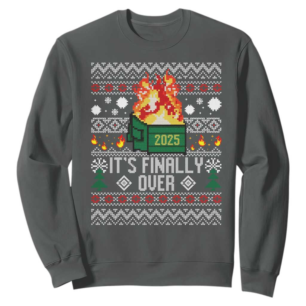 Funny Christmas Lil Dumpster Fire Sweatshirt It Is Finally Over 2025 TS11 Dark Heather Print Your Wear