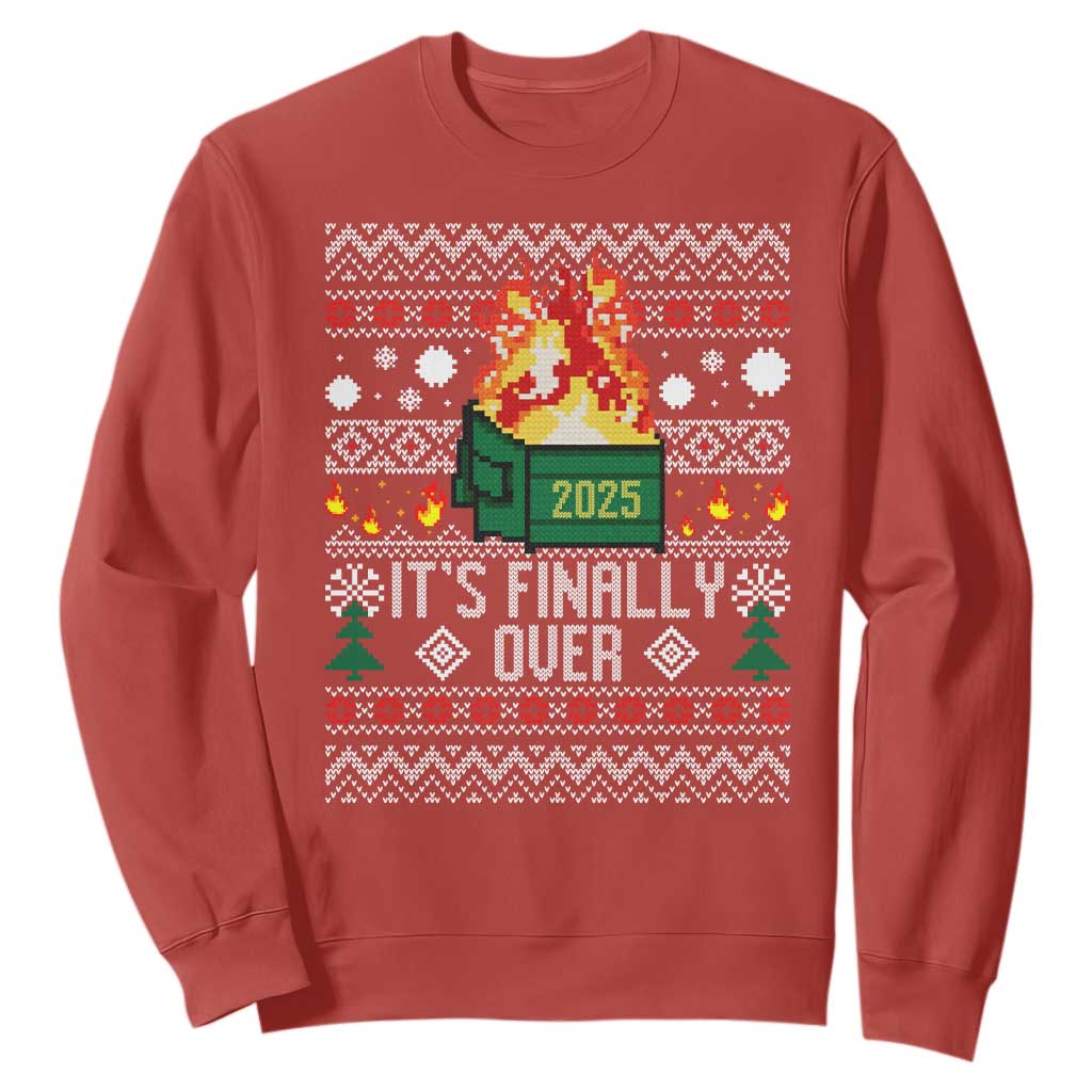 Funny Christmas Lil Dumpster Fire Sweatshirt It Is Finally Over 2025 TS11 Red Print Your Wear