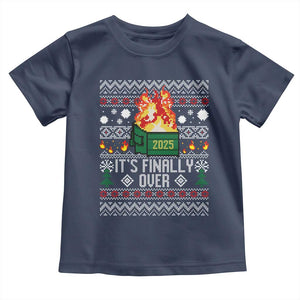 Funny Christmas Lil Dumpster Fire Toddler T Shirt It Is Finally Over 2025 TS11 Navy Print Your Wear