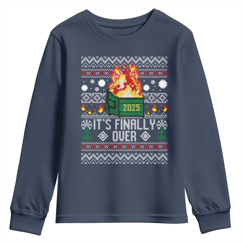 Funny Christmas Lil Dumpster Fire Youth Sweatshirt It Is Finally Over 2025 TS11 Navy Print Your Wear