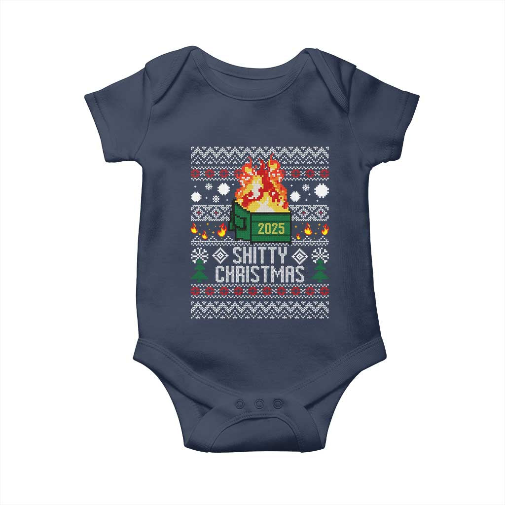 Funny Xmas Lil Dumpster Fire Baby Onesie Shitty Christmas Festive Holiday TS11 Navy Print Your Wear