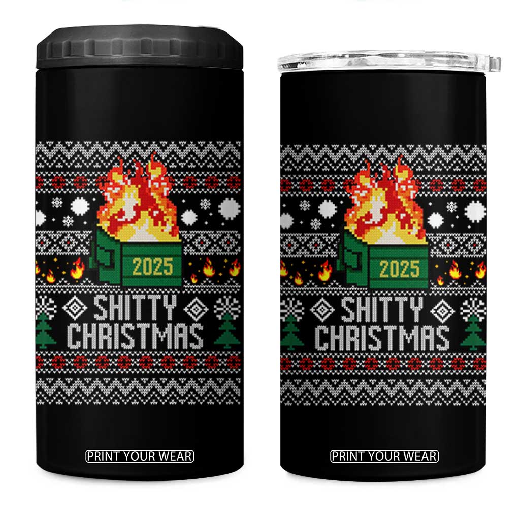 Funny Xmas Lil Dumpster Fire 4 in 1 Can Cooler Tumbler Shitty Christmas Festive Holiday TS11 One Size: 16 oz Black Print Your Wear