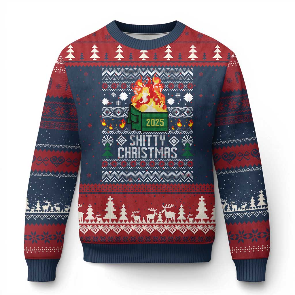 Funny Xmas Lil Dumpster Fire Ugly Christmas Sweater Shitty Christmas Festive Holiday TS11 Navy Red Print Your Wear