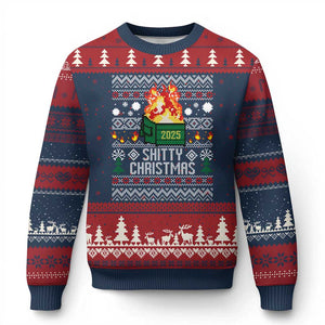 Funny Xmas Lil Dumpster Fire Ugly Christmas Sweater Shitty Christmas Festive Holiday TS11 Navy Red Print Your Wear