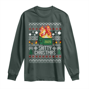 Funny Xmas Lil Dumpster Fire Long Sleeve Shirt Shitty Christmas Festive Holiday TS11 Dark Forest Green Print Your Wear
