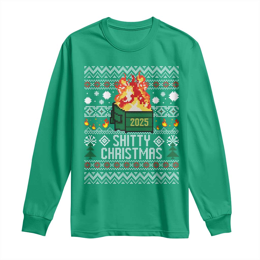 Funny Xmas Lil Dumpster Fire Long Sleeve Shirt Shitty Christmas Festive Holiday TS11 Irish Green Print Your Wear
