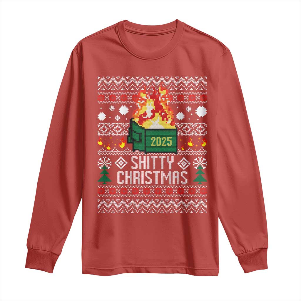 Funny Xmas Lil Dumpster Fire Long Sleeve Shirt Shitty Christmas Festive Holiday TS11 Red Print Your Wear