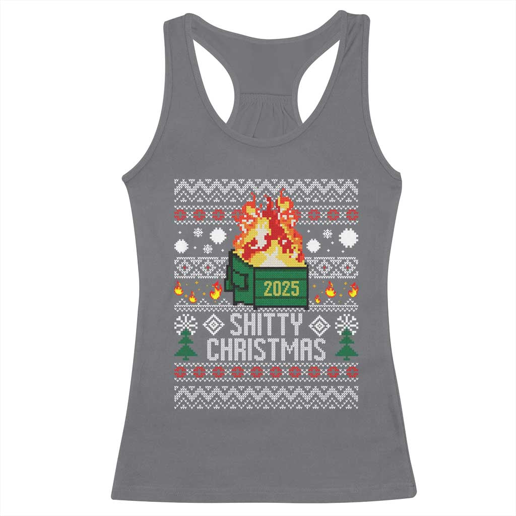 Funny Xmas Lil Dumpster Fire Racerback Tank Top Shitty Christmas Festive Holiday TS11 Charcoal Print Your Wear