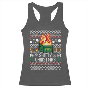 Funny Xmas Lil Dumpster Fire Racerback Tank Top Shitty Christmas Festive Holiday TS11 Dark Heather Print Your Wear