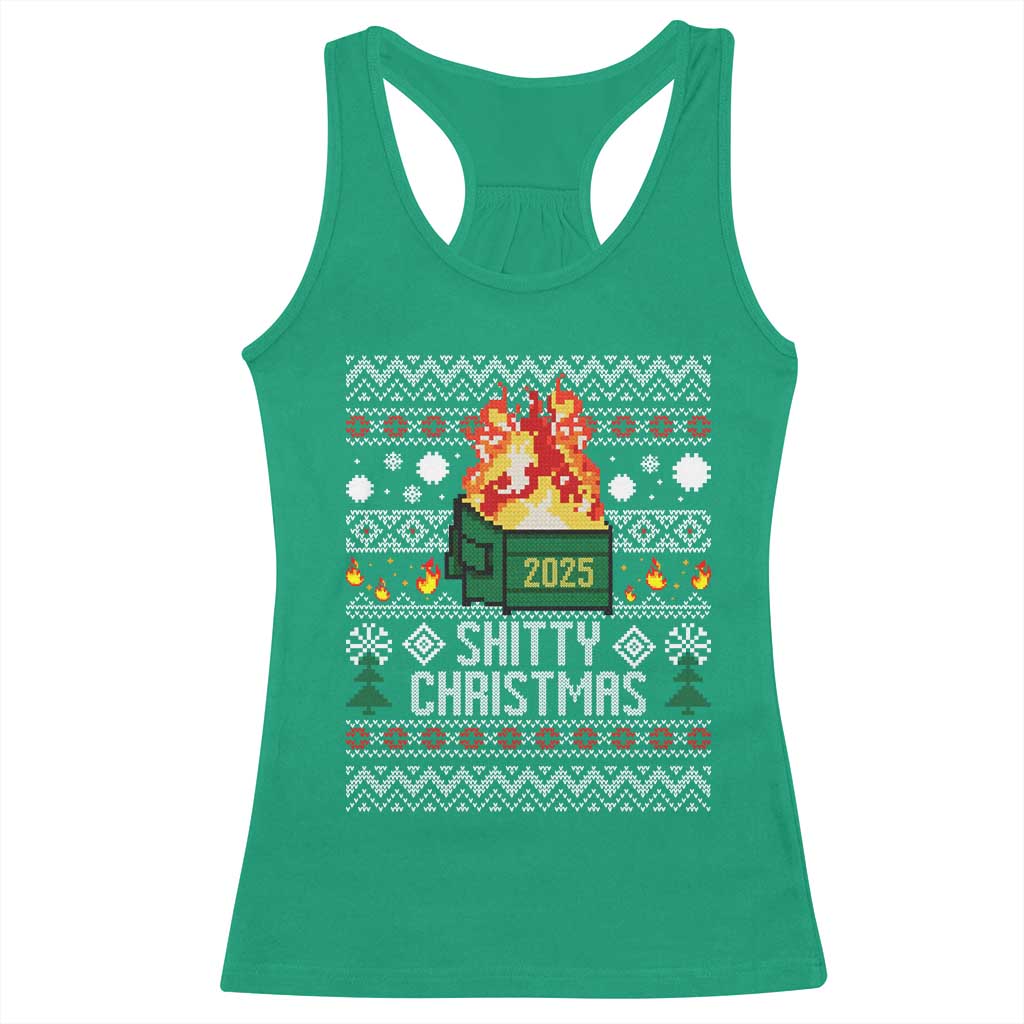 Funny Xmas Lil Dumpster Fire Racerback Tank Top Shitty Christmas Festive Holiday TS11 Irish Green Print Your Wear