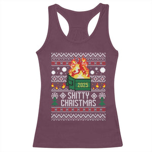 Funny Xmas Lil Dumpster Fire Racerback Tank Top Shitty Christmas Festive Holiday TS11 Maroon Print Your Wear