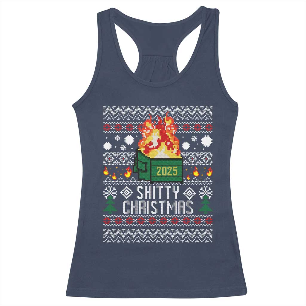 Funny Xmas Lil Dumpster Fire Racerback Tank Top Shitty Christmas Festive Holiday TS11 Navy Print Your Wear