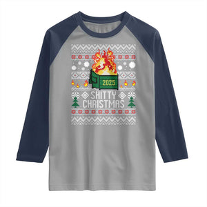 Funny Xmas Lil Dumpster Fire Raglan Shirt Shitty Christmas Festive Holiday TS11 Sport Gray Navy Print Your Wear