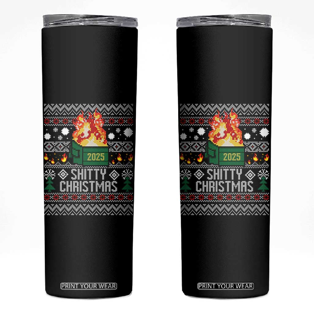 Funny Xmas Lil Dumpster Fire Skinny Tumbler Shitty Christmas Festive Holiday TS11 Black Print Your Wear