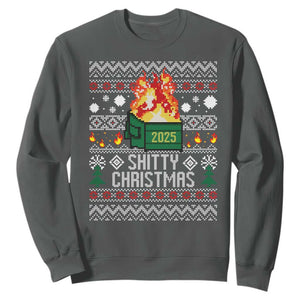 Funny Xmas Lil Dumpster Fire Sweatshirt Shitty Christmas Festive Holiday TS11 Dark Heather Print Your Wear
