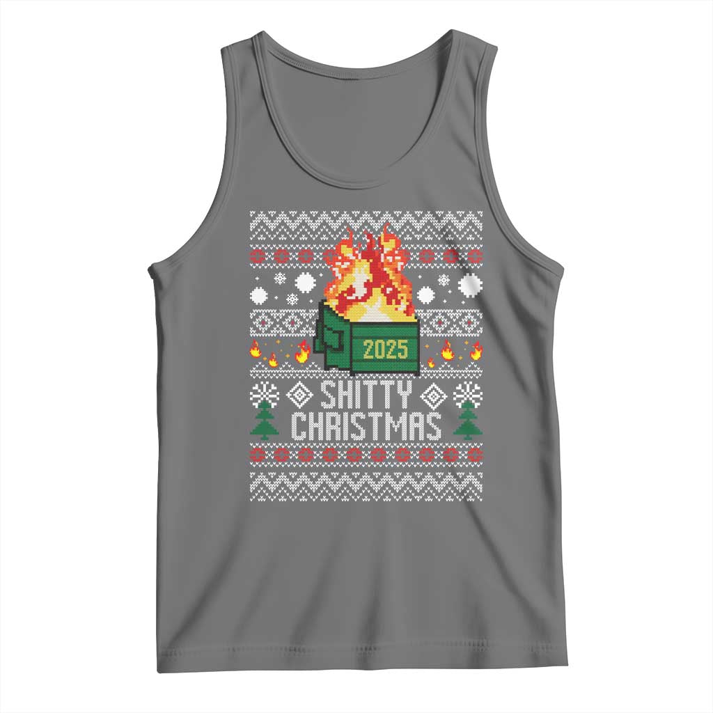 Funny Xmas Lil Dumpster Fire Tank Top Shitty Christmas Festive Holiday TS11 Black Heather Print Your Wear