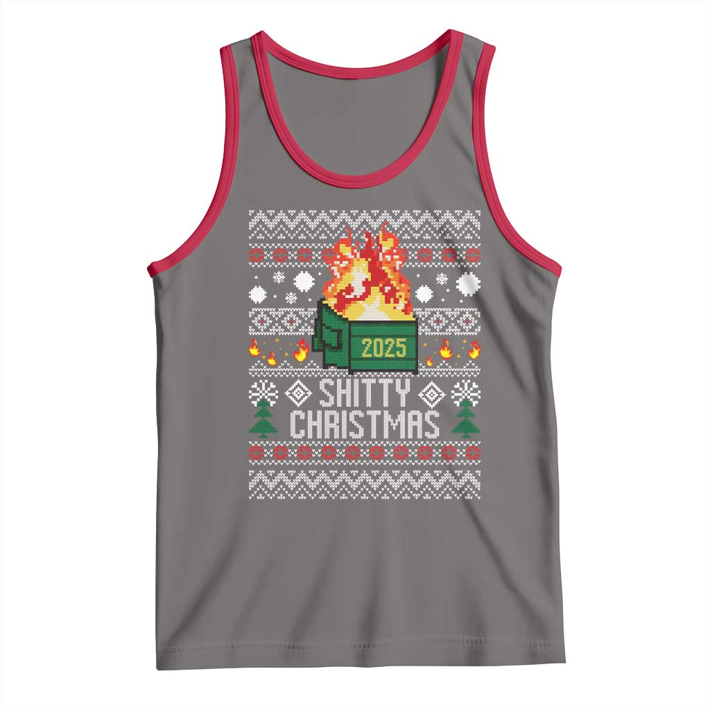Funny Xmas Lil Dumpster Fire Tank Top Shitty Christmas Festive Holiday TS11 Deep Heather Red Print Your Wear