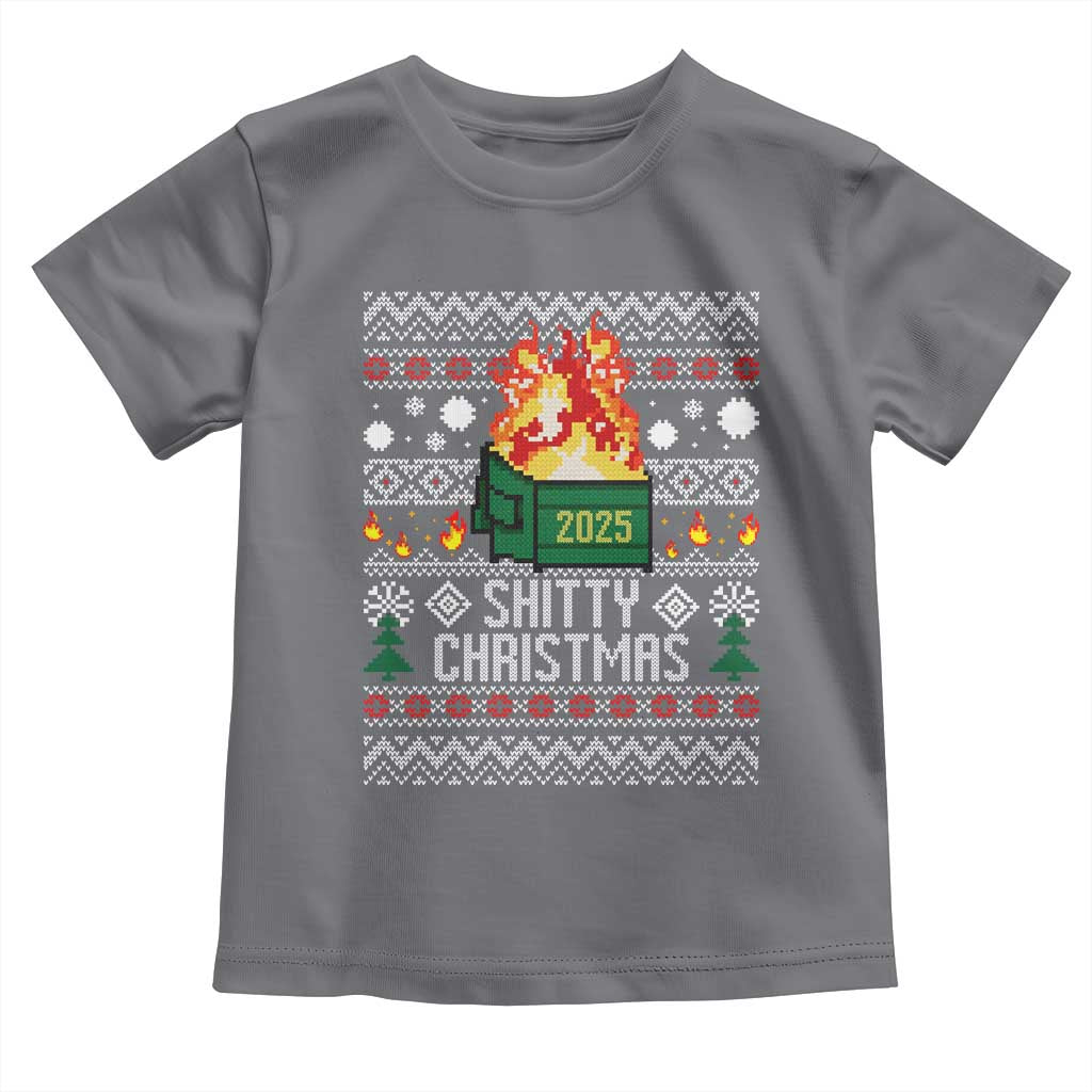 Funny Xmas Lil Dumpster Fire Toddler T Shirt Shitty Christmas Festive Holiday TS11 Charcoal Print Your Wear
