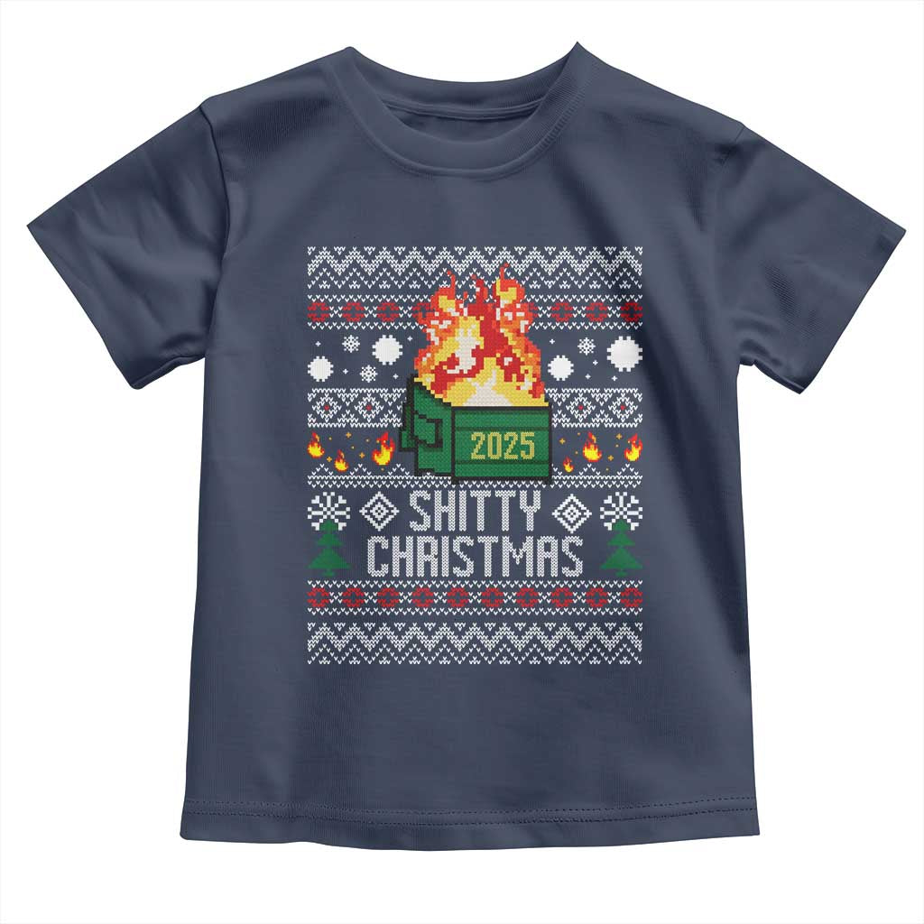 Funny Xmas Lil Dumpster Fire Toddler T Shirt Shitty Christmas Festive Holiday TS11 Navy Print Your Wear