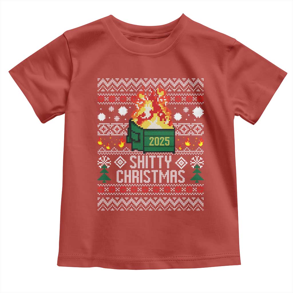 Funny Xmas Lil Dumpster Fire Toddler T Shirt Shitty Christmas Festive Holiday TS11 Red Print Your Wear