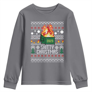 Funny Xmas Lil Dumpster Fire Youth Sweatshirt Shitty Christmas Festive Holiday TS11 Charcoal Print Your Wear