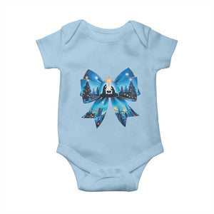 Jesus God Nativity Scene Coquette Bow Christmas Baby Onesie TS11 Light Blue Print Your Wear