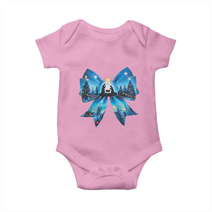 Jesus God Nativity Scene Coquette Bow Christmas Baby Onesie TS11 Light Pink Print Your Wear