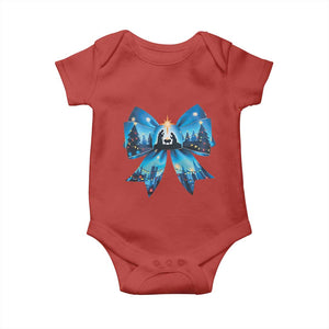 Jesus God Nativity Scene Coquette Bow Christmas Baby Onesie TS11 Red Print Your Wear