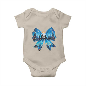 Jesus God Nativity Scene Coquette Bow Christmas Baby Onesie TS11 Sand Print Your Wear
