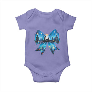 Jesus God Nativity Scene Coquette Bow Christmas Baby Onesie TS11 Violet Print Your Wear