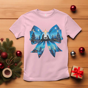 Jesus God Nativity Scene Coquette Bow Christmas T Shirt TS11 Light Pink Print Your Wear