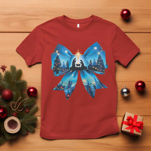 Jesus God Nativity Scene Coquette Bow Christmas T Shirt TS11 Red Print Your Wear