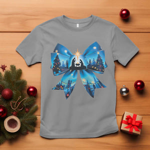 Jesus God Nativity Scene Coquette Bow Christmas T Shirt TS11 Sport Gray Print Your Wear