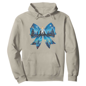 Jesus God Nativity Scene Coquette Bow Christmas Hoodie TS11 Sand Print Your Wear