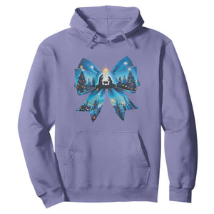 Jesus God Nativity Scene Coquette Bow Christmas Hoodie TS11 Violet Print Your Wear