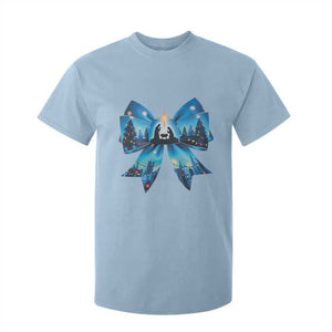 Jesus God Nativity Scene Coquette Bow Christmas T Shirt For Kid TS11 Light Blue Print Your Wear