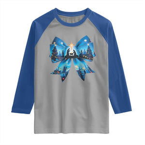 Jesus God Nativity Scene Coquette Bow Christmas Raglan Shirt TS11 Sport Gray Royal Print Your Wear