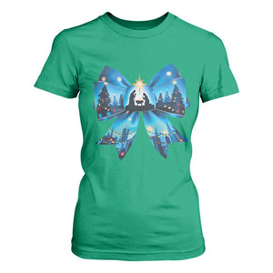 Jesus God Nativity Scene Coquette Bow Christmas T Shirt For Women TS11 Irish Green Print Your Wear