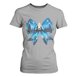 Jesus God Nativity Scene Coquette Bow Christmas T Shirt For Women TS11 Sport Gray Print Your Wear