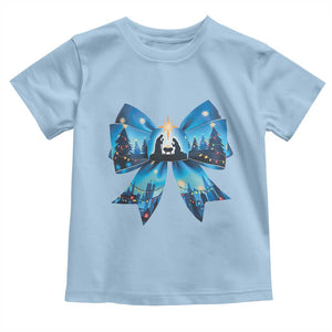 Jesus God Nativity Scene Coquette Bow Christmas Toddler T Shirt TS11 Light Blue Print Your Wear