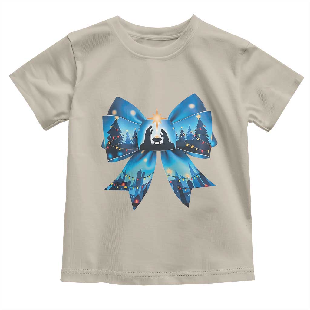 Jesus God Nativity Scene Coquette Bow Christmas Toddler T Shirt TS11 Sand Print Your Wear